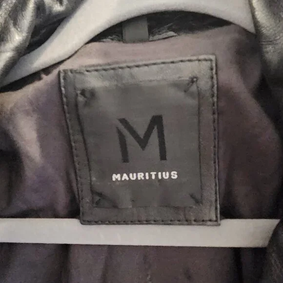Black lambskin leather jacket with star accents MAURITIUS